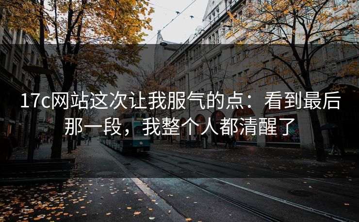 17c网站这次让我服气的点：看到最后那一段，我整个人都清醒了