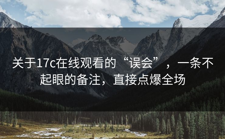 关于17c在线观看的“误会”，一条不起眼的备注，直接点爆全场