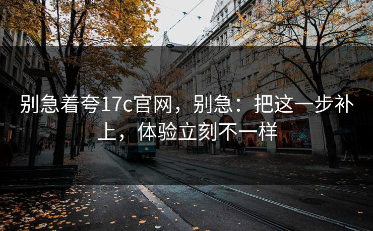 别急着夸17c官网，别急：把这一步补上，体验立刻不一样
