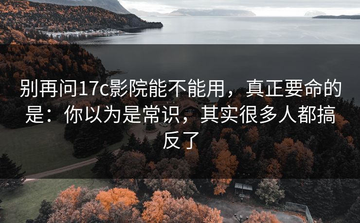 别再问17c影院能不能用，真正要命的是：你以为是常识，其实很多人都搞反了