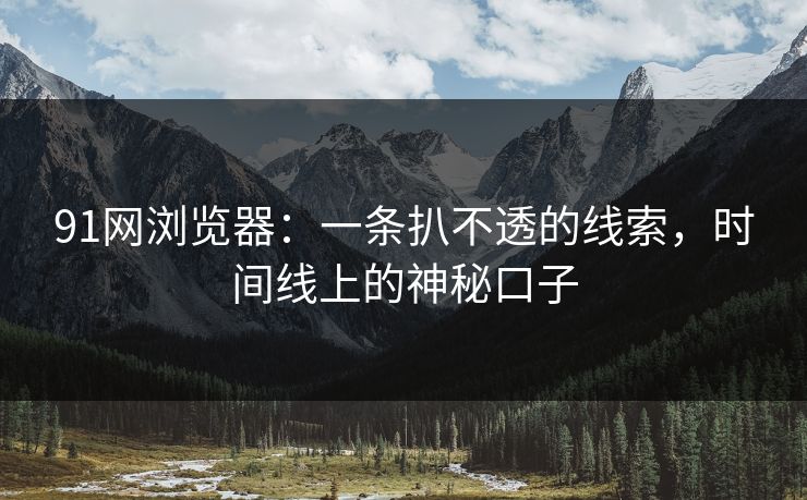 91网浏览器：一条扒不透的线索，时间线上的神秘口子