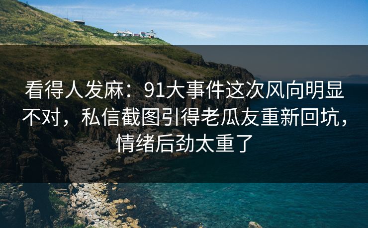 看得人发麻：91大事件这次风向明显不对，私信截图引得老瓜友重新回坑，情绪后劲太重了