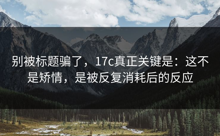 别被标题骗了，17c真正关键是：这不是矫情，是被反复消耗后的反应