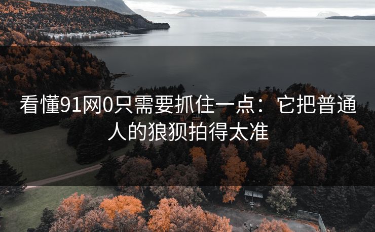 看懂91网0只需要抓住一点：它把普通人的狼狈拍得太准