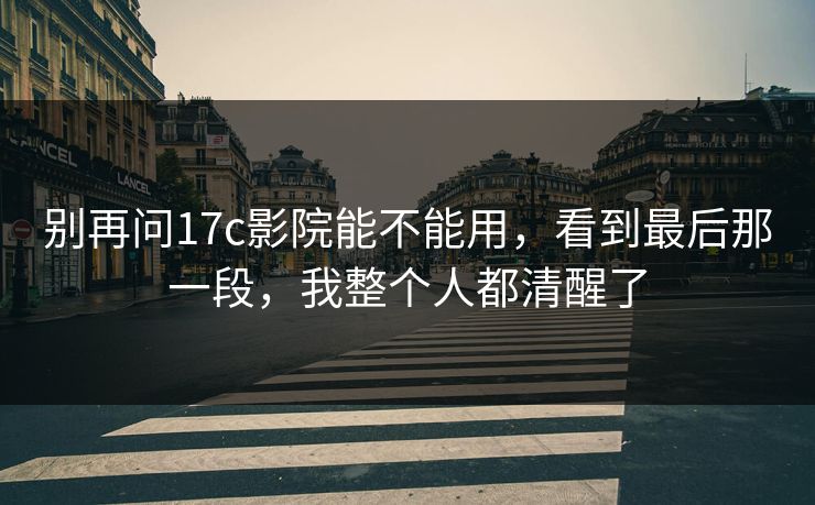 别再问17c影院能不能用，看到最后那一段，我整个人都清醒了